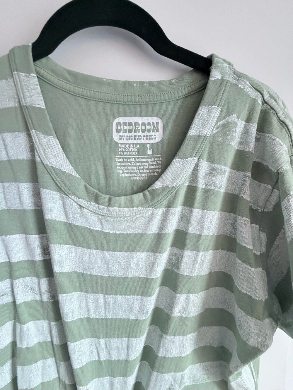 Big Bud Press Bedroom Sage Green Striped Tee